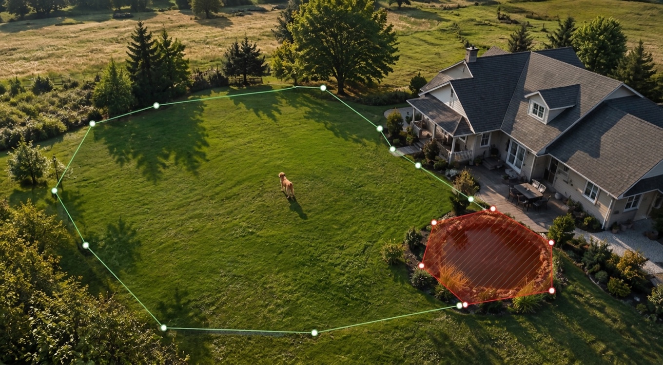 Safe zone boundary around a garden