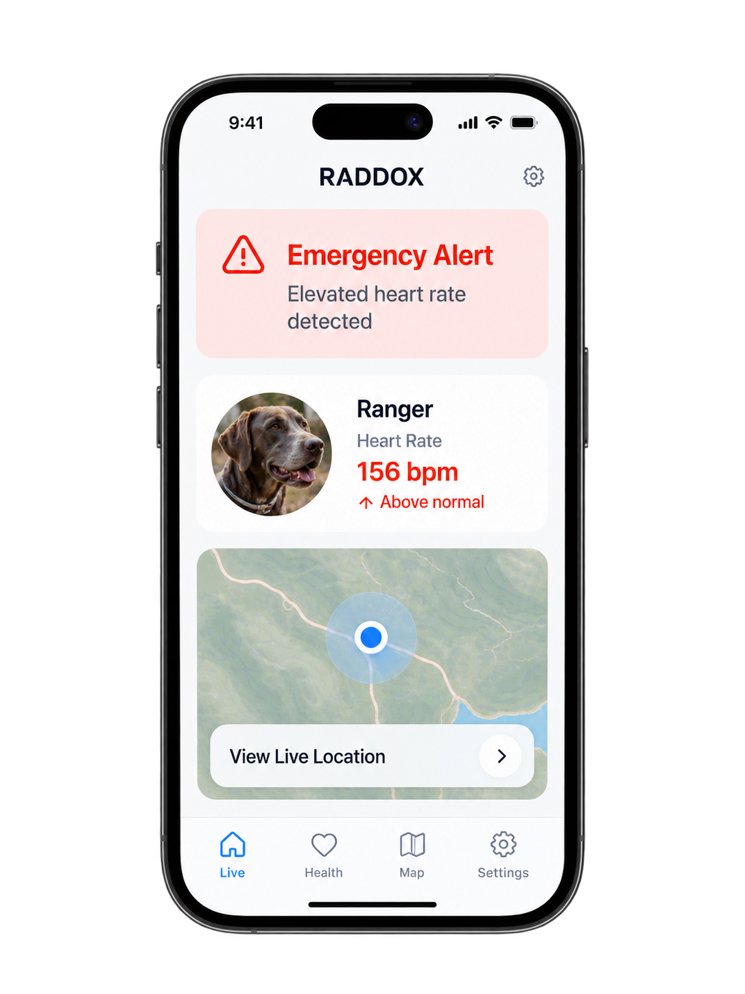Raddox emergency alert screen on iPhone